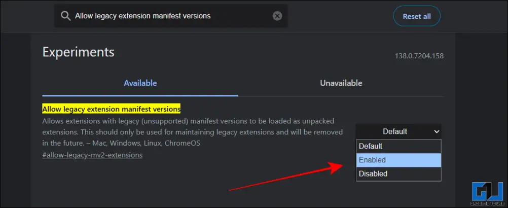 Enable allow legacy extension manifest version