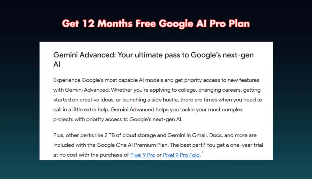 Get 12 Months Free Google AI Pro Plan