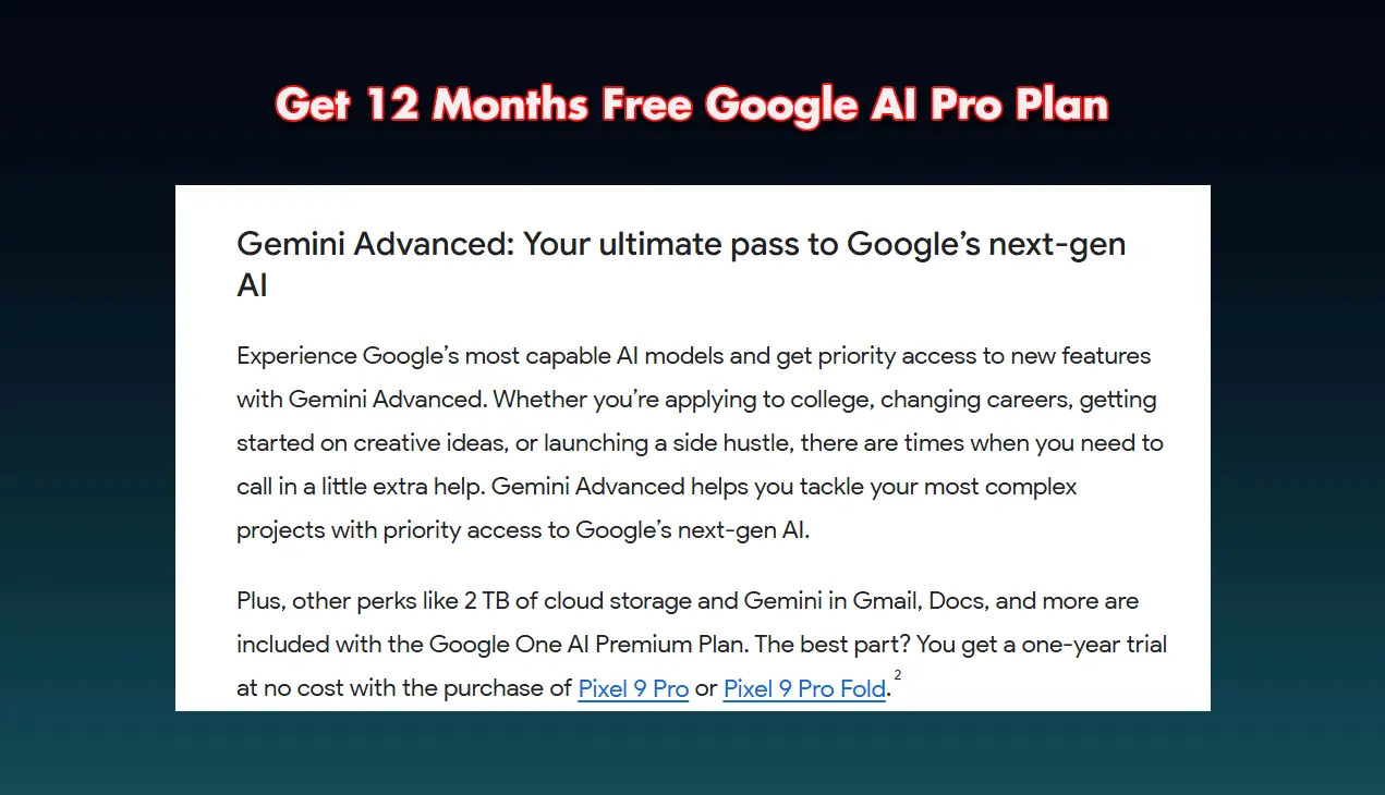 Get 12 Months Free Google AI Pro Plan
