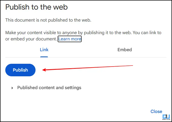 Publish button