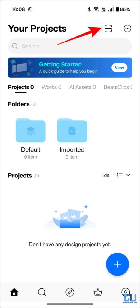 Scanner icon on the application