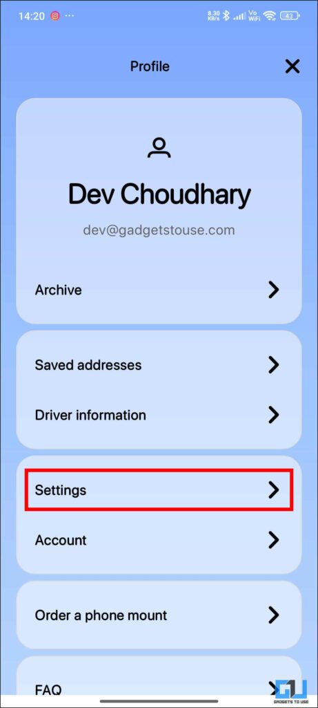 Setting of Weel app