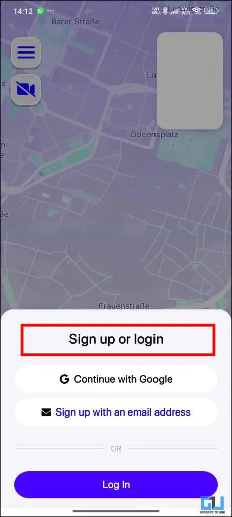 Sign up option