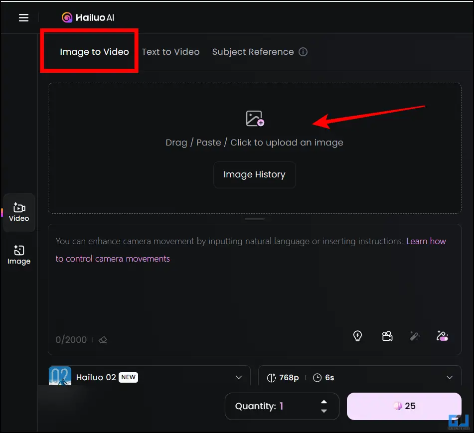 Upload Image option