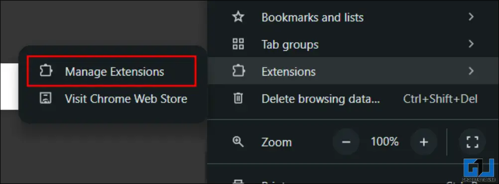 go to Manage Extensions