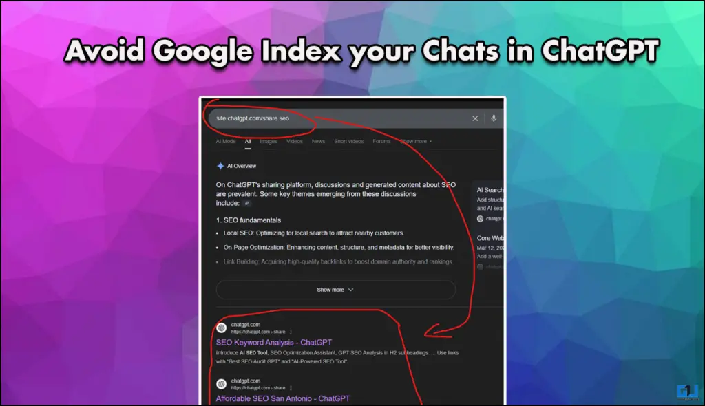 Avoid Google Index your Chats in ChatGPT
