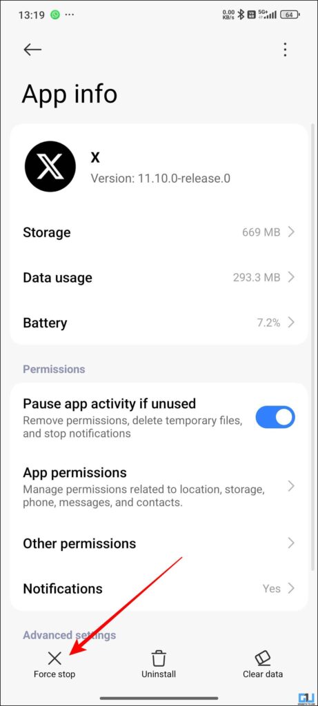 Force Stop option