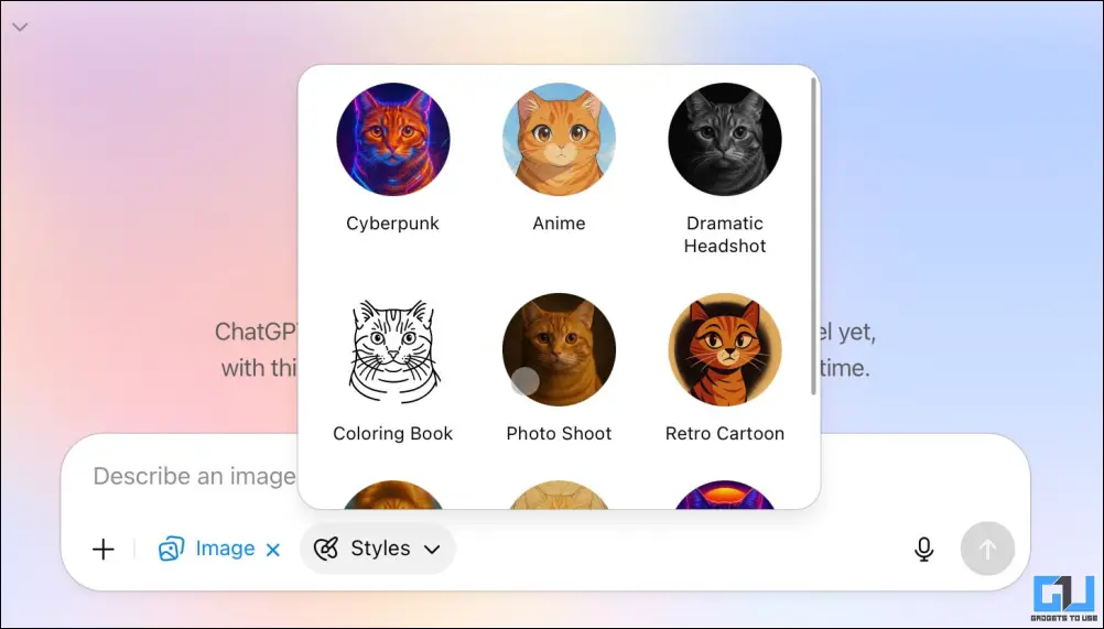 Image generation presets in GPT 5