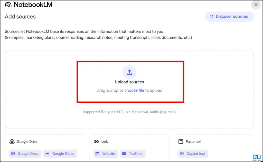 Upload Sources