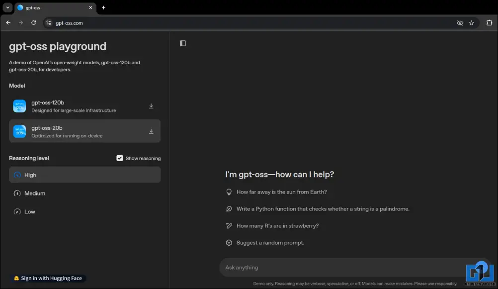 gpt-oss trial website