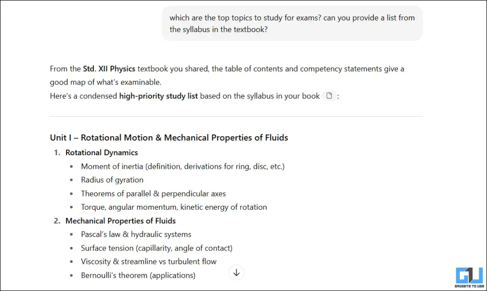 list of important topics