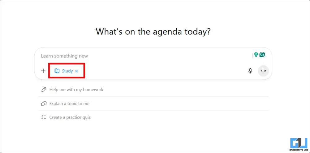 verify Study Mode in enabled in ChatGPT