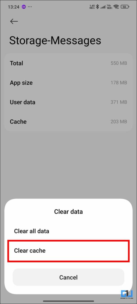 Clear cache
