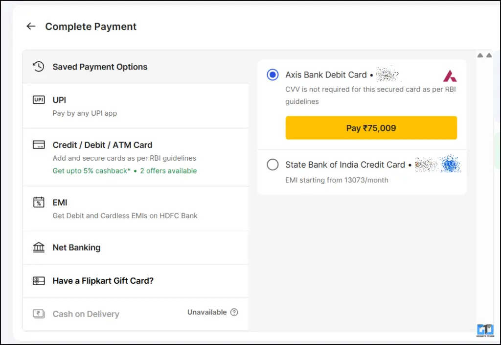 Payment page