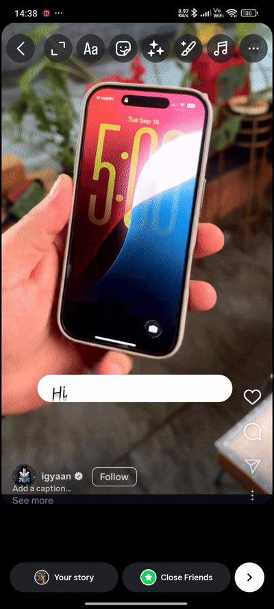 Final result after adding text with animation