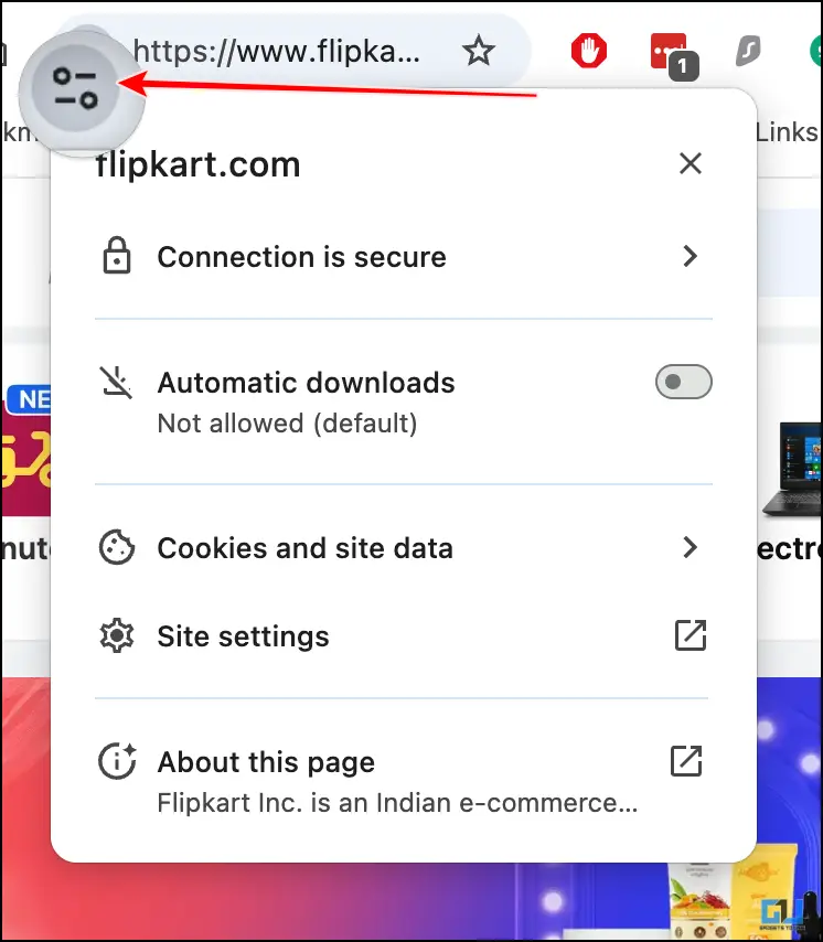 Site data icon