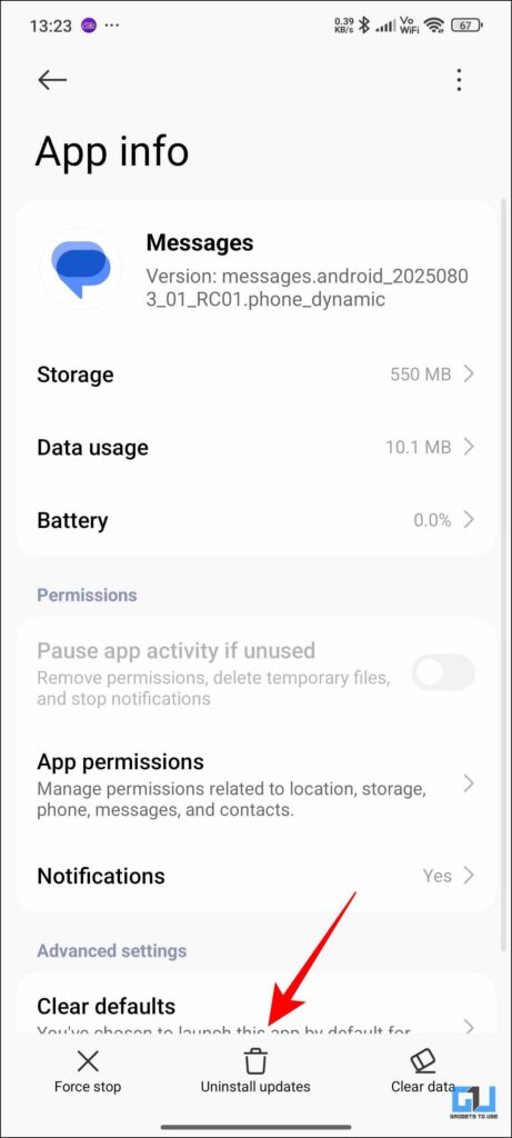 Uninstall updates