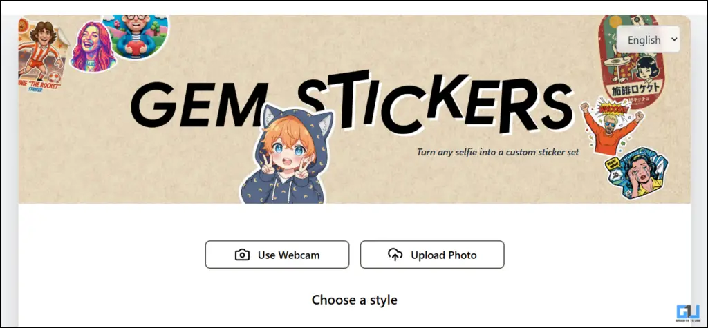 homepage of Gem Stickers