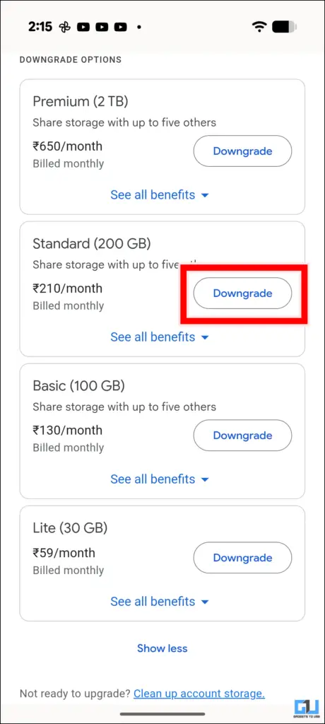 Downgrade Button