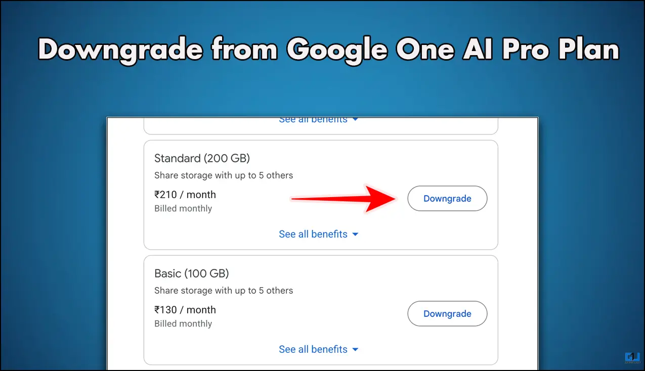 Downgrade from Google One AI Pro Plan