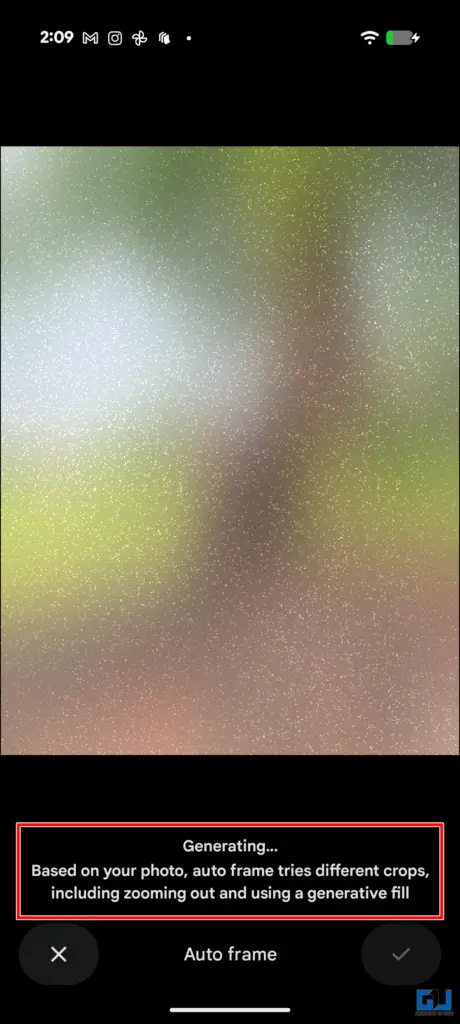 Generating Images in the Auto-frame feature