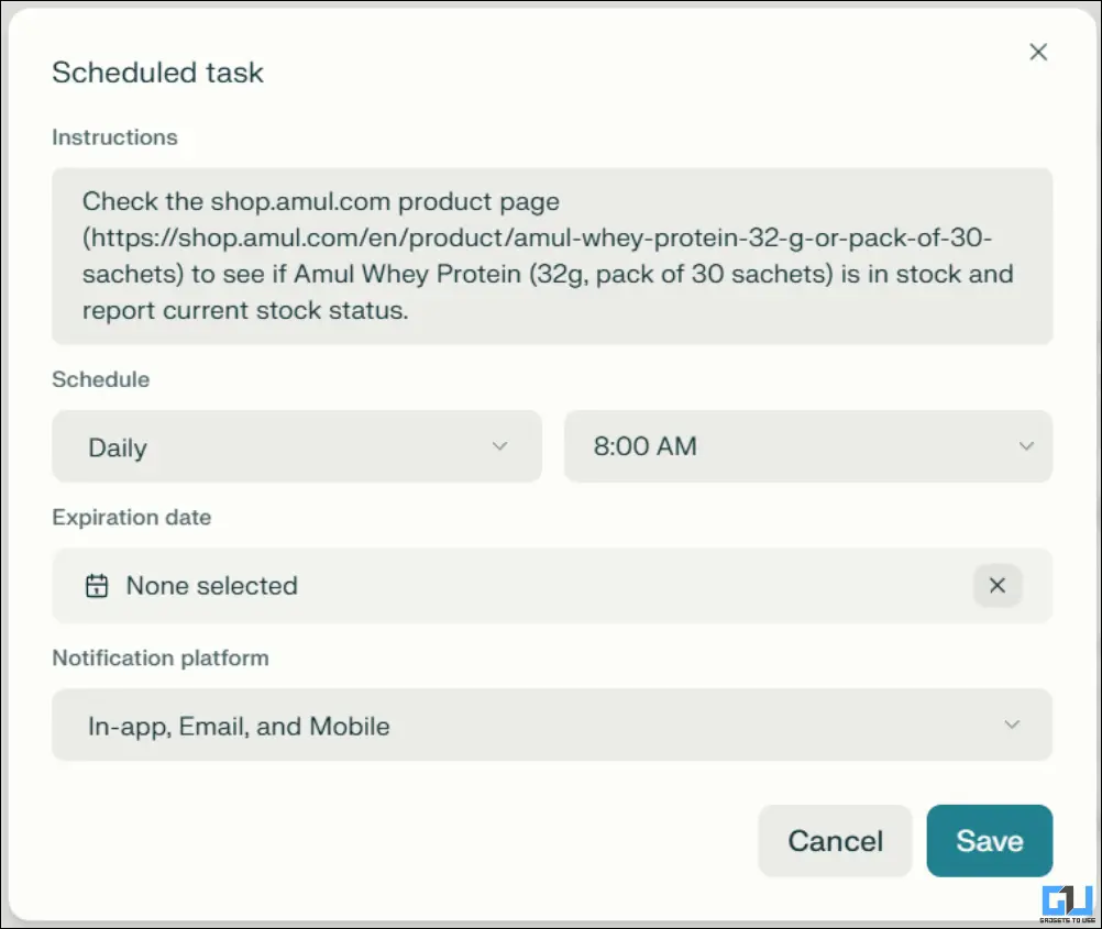 set perplexity task details