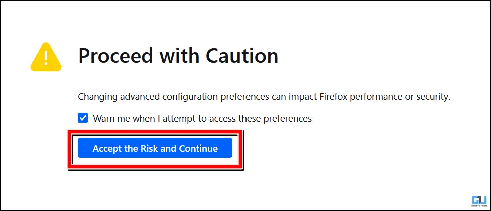 How to Disable AI Features in Firefox Browser Accept risk and countinue