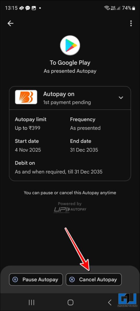 Cancel Autopay