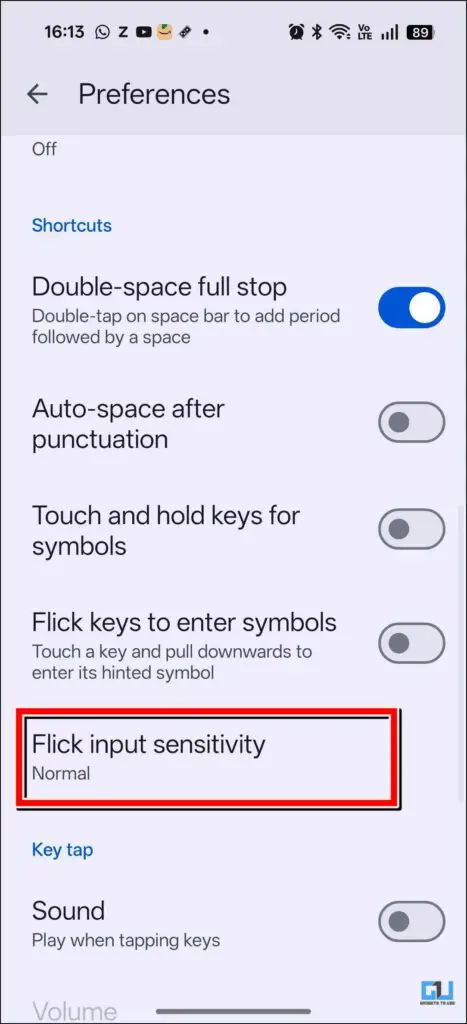 Flick Input Sensitivity