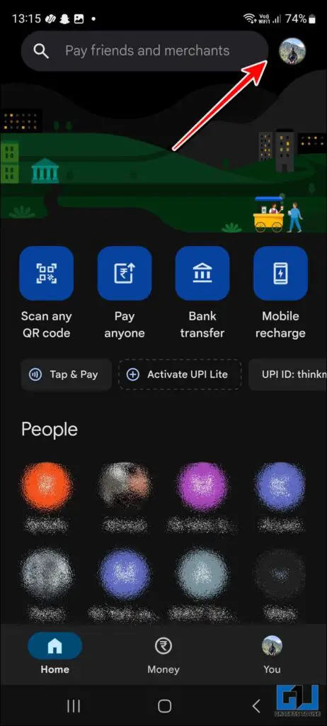 Profile Icon in Gpay