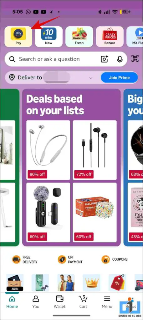 the pay tap in amazon app