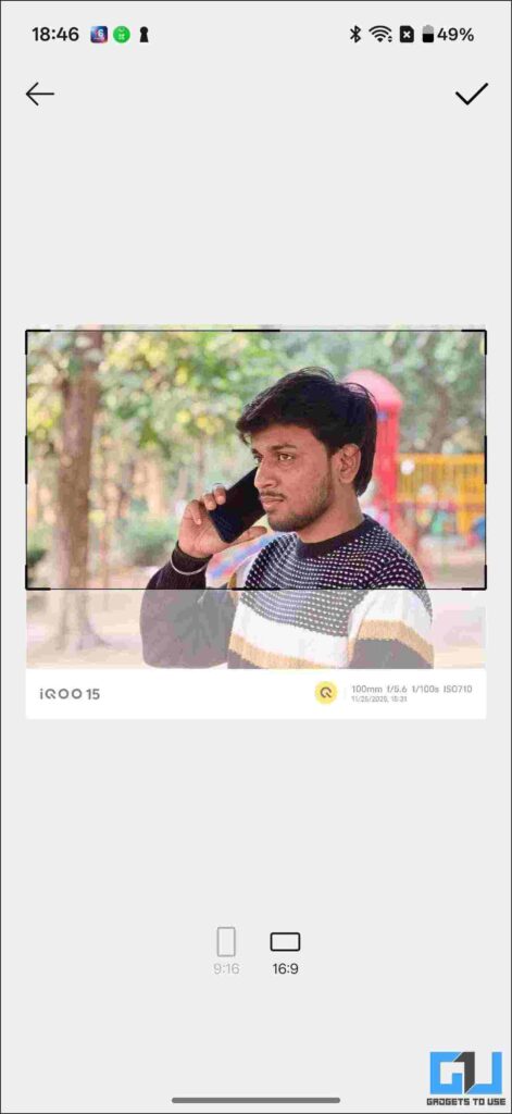 frame and orientation of the photo