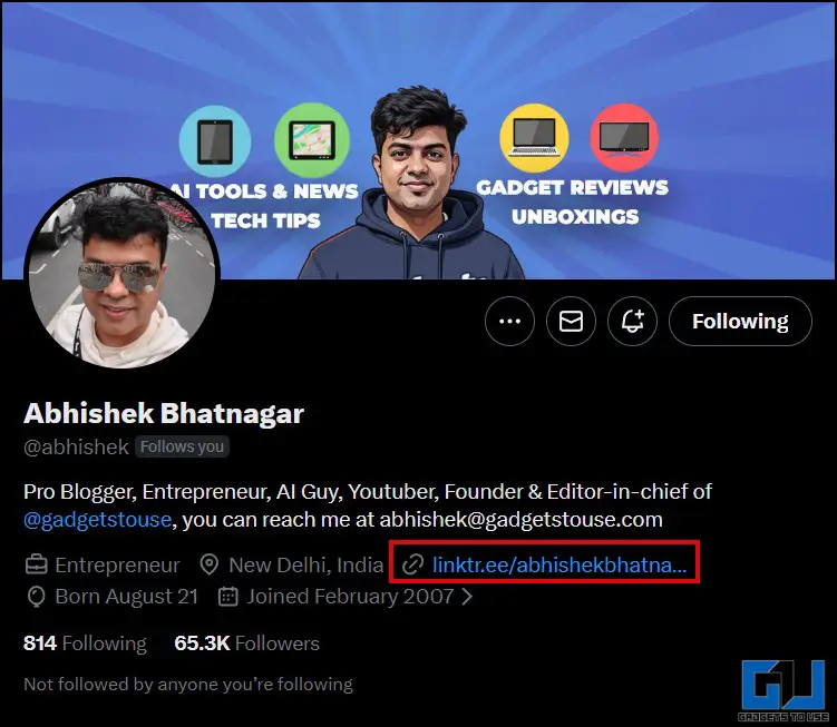 Adding link in profile bio