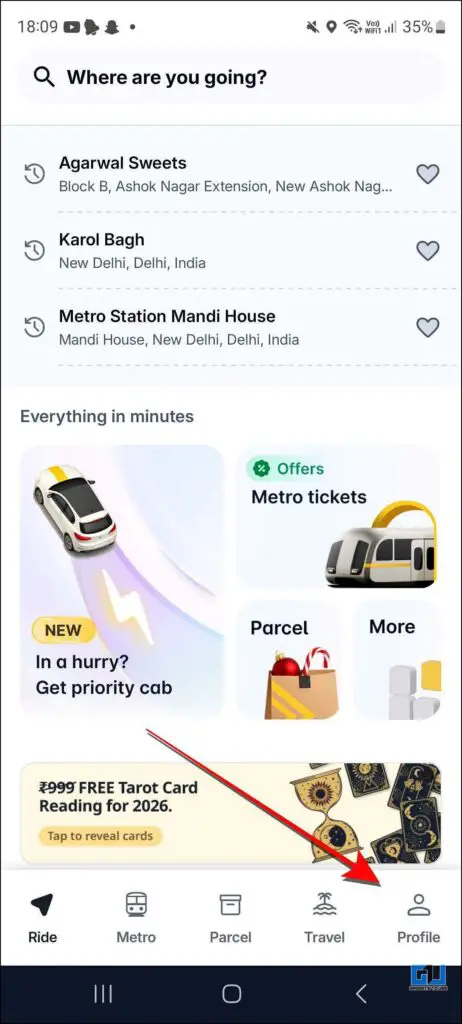 How to Download Trip Invoice On Rapido App 2 Click on profile