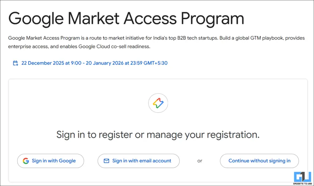 Google Market Access Program registration
