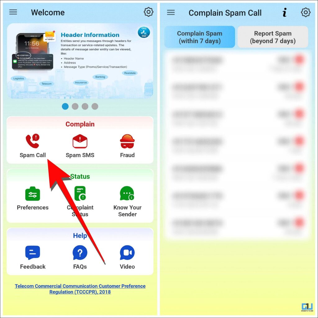 Now, click on Spam calls and select the number