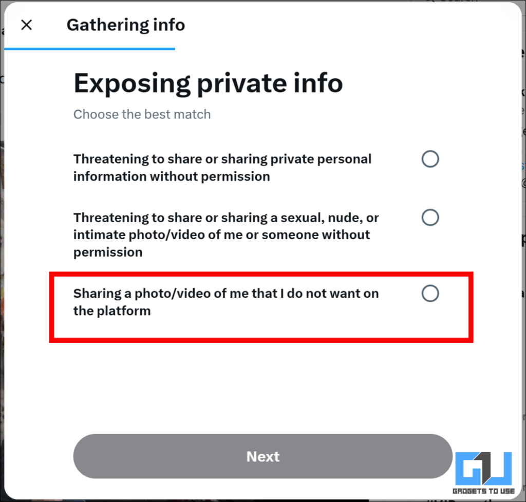 choose sharing a photo video nof me