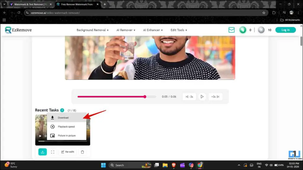 We Tested 2 Free AI Video Watermark Removers, Here Are Results 6 Download option on ezremove