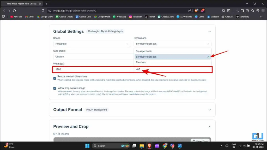 Fix YouTube Community Post Image Upload Aspect Ratio Error (Upload in 2:5 and 5:2 Wide Ratios) 4 tinkering the dimensions in global settings