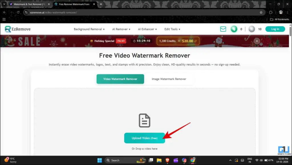 We Tested 2 Free AI Video Watermark Removers, Here Are Results 4 Uploading the video on ezremove AI