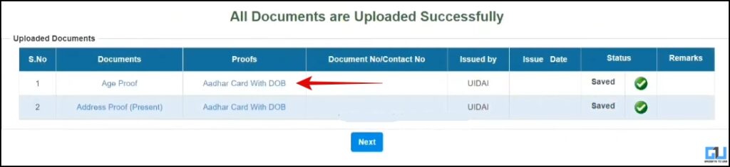 documents uploaded successfully