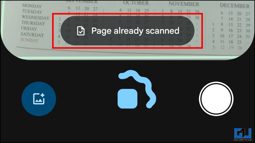 page already scanned prompt
