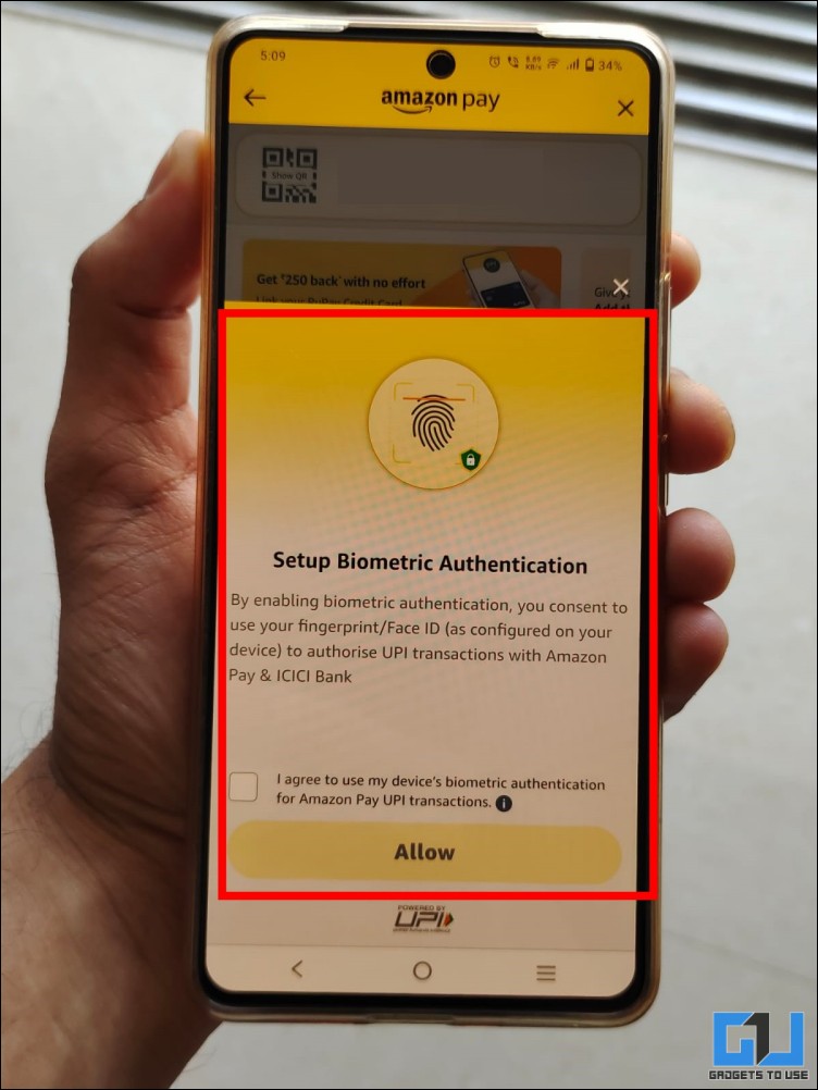 fingerprint upi amazon pay