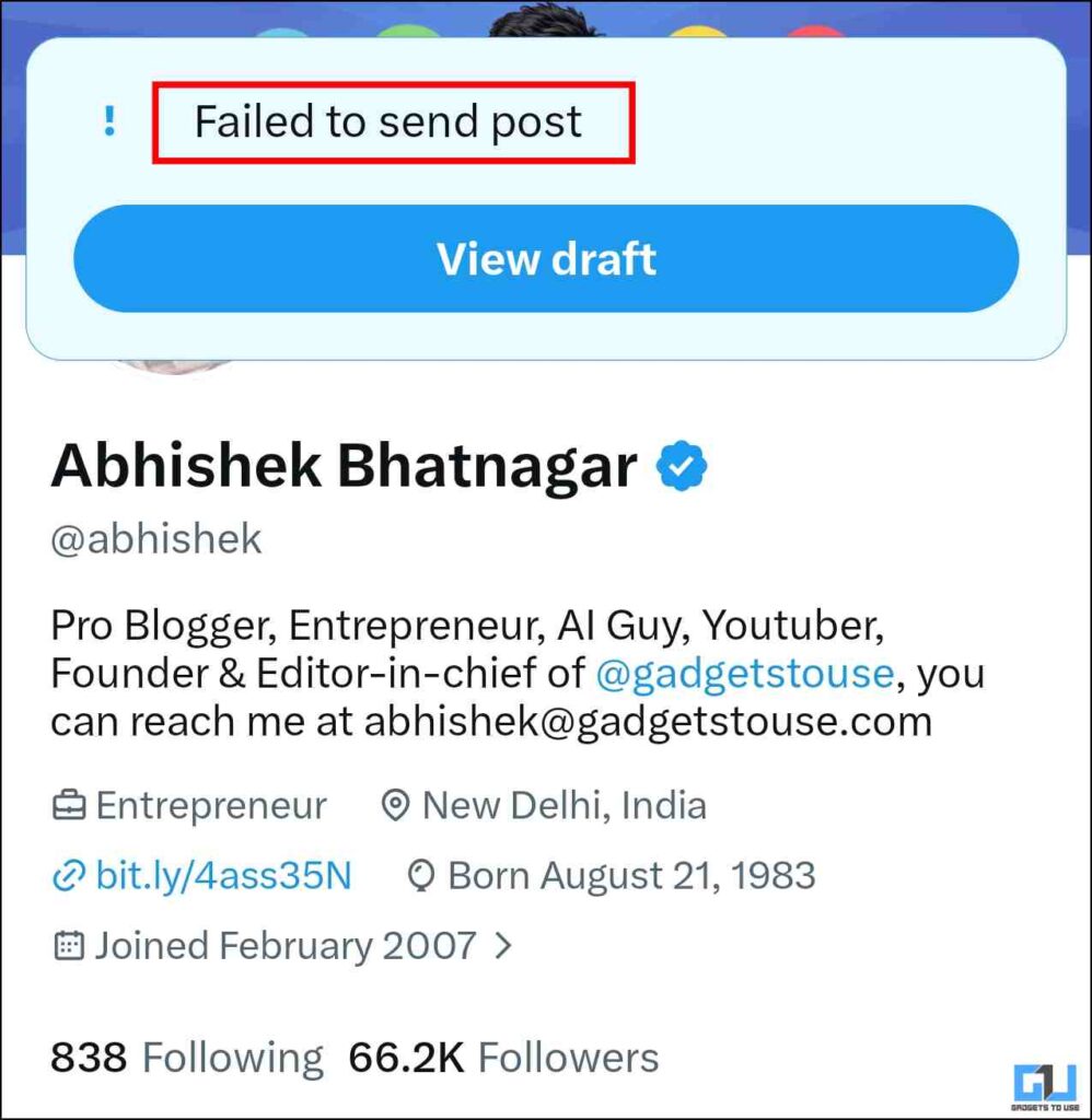 Failed to send post