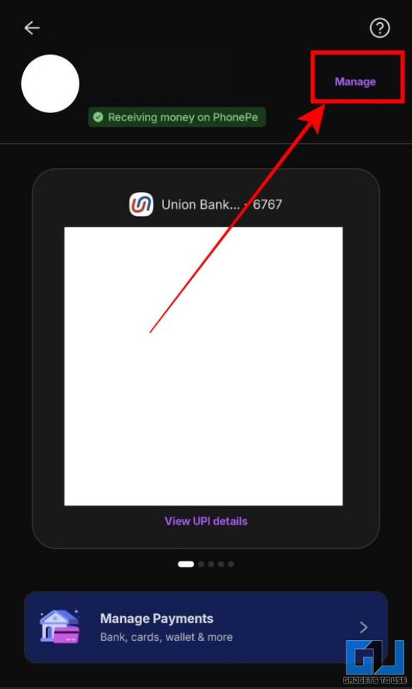 tap on manage payments in phonepe