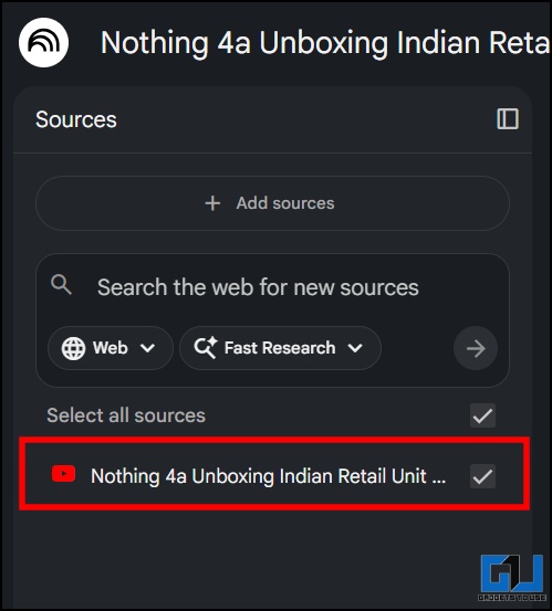 video added as source in notebook
